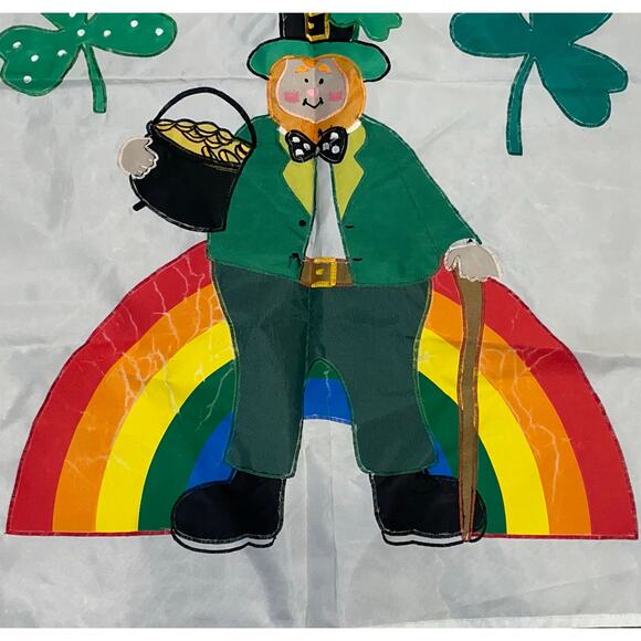 St Patricks Day Shamrock Flag Leprechaun Rainbow Pot of Gold Yard House Banner - Picture 3 of 7